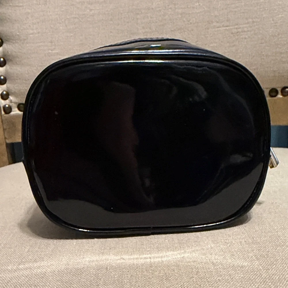 Tory Burch Small Black Patent Leather Cosmetic Bag